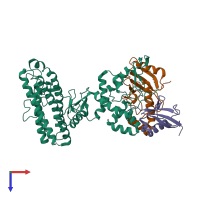 PDB entry 5tte coloured by chain, top view.