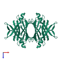 Homo tetrameric assembly 1 of PDB entry 5ttr coloured by chemically distinct molecules, top view.