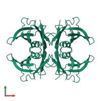 Homo tetrameric assembly 2 of PDB entry 5ttr coloured by chemically distinct molecules, front view.