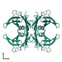 Homo tetrameric assembly 3 of PDB entry 5ttr coloured by chemically distinct molecules, front view.