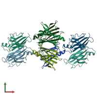 PDB entry 5ttr coloured by chain, front view.