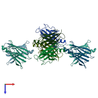 PDB entry 5ttr coloured by chain, top view.