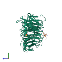 Hetero dimeric assembly 1 of PDB entry 5ttw coloured by chemically distinct molecules, side view.
