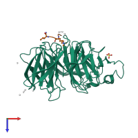 Hetero dimeric assembly 2 of PDB entry 5ttw coloured by chemically distinct molecules, top view.