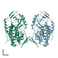 PDB entry 5tum coloured by chain, front view.