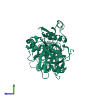PDB entry 5tv2 coloured by chain, side view.