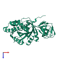 PDB entry 5tv2 coloured by chain, top view.