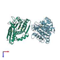 PDB entry 5tv6 coloured by chain, top view.