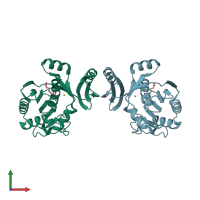 PDB entry 5tv8 coloured by chain, front view.