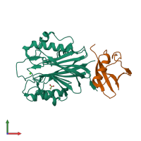 PDB entry 5tvq coloured by chain, front view.