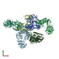 PDB entry 5tw7 coloured by chain, front view.