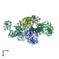 PDB entry 5tw7 coloured by chain, top view.