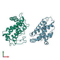 PDB entry 5twf coloured by chain, front view.