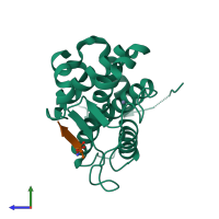 PDB entry 5twh coloured by chain, side view.