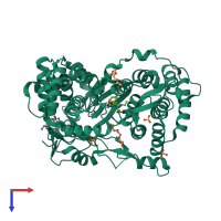 PDB entry 5twm coloured by chain, top view.