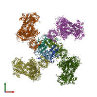 PDB entry 5twv coloured by chain, front view.