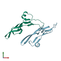 PDB entry 5tx2 coloured by chain, front view.