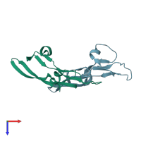 PDB entry 5tx2 coloured by chain, top view.