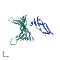 PDB entry 5tx6 coloured by chain, front view.