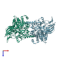 PDB entry 5txc coloured by chain, top view.