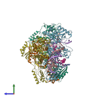 PDB entry 5txl coloured by chain, side view.