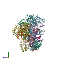 PDB entry 5txo coloured by chain, side view.