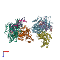 PDB entry 5txo coloured by chain, top view.