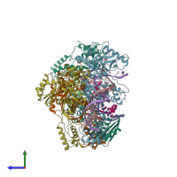 PDB entry 5txp coloured by chain, side view.