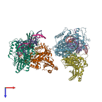 PDB entry 5txp coloured by chain, top view.