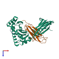 PDB entry 5txs coloured by chain, top view.