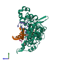 PDB entry 5txx coloured by chain, side view.