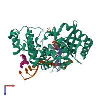 PDB entry 5tyc coloured by chain, top view.