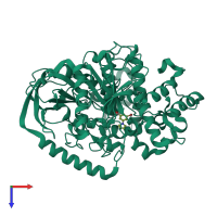 PDB entry 5tym coloured by chain, top view.