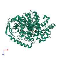 PDB entry 5tyn coloured by chain, top view.