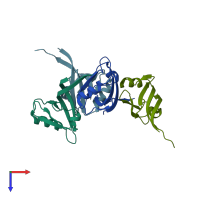 PDB entry 5tyt coloured by chain, top view.
