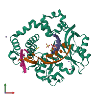 PDB entry 5tyw coloured by chain, front view.