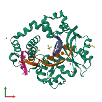 PDB entry 5tyz coloured by chain, front view.