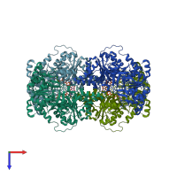 PDB entry 5u03 coloured by chain, top view.