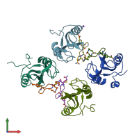 PDB entry 5u06 coloured by chain, front view.