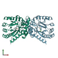 PDB entry 5u11 coloured by chain, front view.