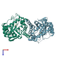PDB entry 5u11 coloured by chain, top view.