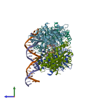PDB entry 5u1j coloured by chain, side view.