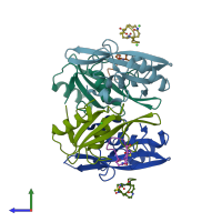 PDB entry 5u1q coloured by chain, side view.