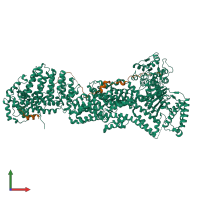 PDB entry 5u1t coloured by chain, front view.