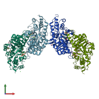 PDB entry 5u23 coloured by chain, front view.