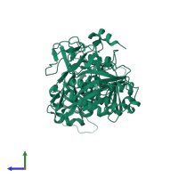 PDB entry 5u2a coloured by chain, side view.