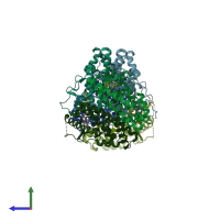 PDB entry 5u2b coloured by chain, side view.
