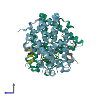 PDB entry 5u2d coloured by chain, side view.
