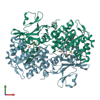 PDB entry 5u2m coloured by chain, front view.