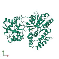 PDB entry 5u2p coloured by chain, front view.